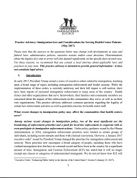 Practice Advisory Immigration Law and Considerations for Serving Health Center Patients
